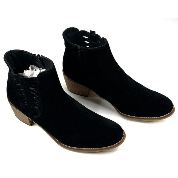 Paul Green Vienna Black Suede Ankle Boots Women's US 8.5 UK 6 Booties Cutout New - Picture 1 of 11